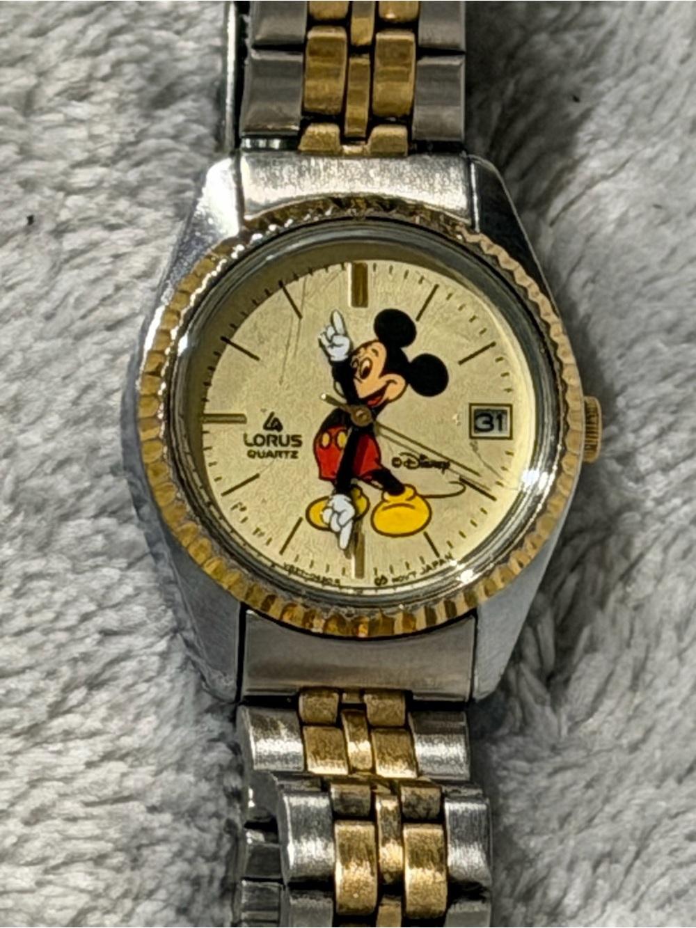 Lorus Women's Two-Tone Mickey Mouse Gold Dial Quartz Watch